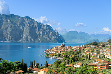 Wall Mural - Landscape with Malcesine town, Garda Lake, Italy