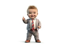 Isolated funny business baby boss on a white background created with Generative AI technology