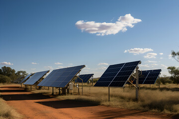 Wall Mural - row of solar panels on the nature background.alternative energy sources.generated by ai Generative AI