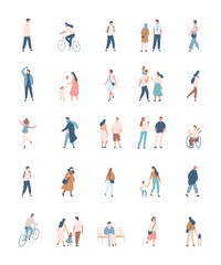 Poster - Different People flat vector silhouette bundle. Male and female flat faceless characters isolated on white background..