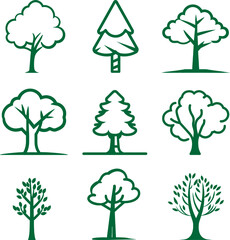 Wall Mural - icon tree isolated nature object