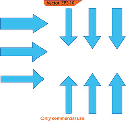 Wall Mural - blue arrow icon. set of vector arrows. vector illustration