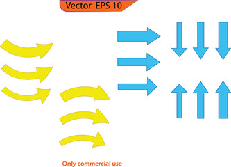 Wall Mural - arrow set icon. yellow and blue arrow symbols. arrow isolated vector graphic elements. vector illust
