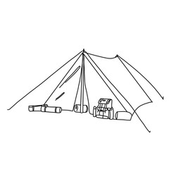 Camping clipart, doodle camper adventure - great for printing.Doodle element isolated on white backgound.