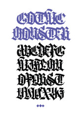 Wall Mural - Gothic. Vector. Uppercase letters on a white background. Beautiful and stylish calligraphy. Elegant European typeface for tattoo and design. Medieval Germanic modern style.