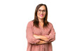 © luismolinero - Middle-aged caucasian woman over isolated background with arms crossed and looking forward