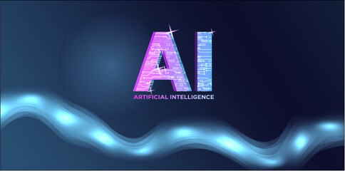 Wall Mural - ai, artificial intelligence logo, icon. vector symbol, deep learning blockchain neural network conce