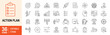 © VSK Graphics - Action plan editable stroke outline icons set.  Goal, collaboration, strategy, tasks, action, planning and analysis