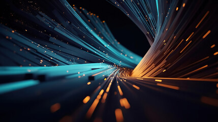 Modern digital abstract 3D background. Can be used in the description of network abilities, technological processes, digital storages, science, education, etc. Copy space. Based on Generative AI