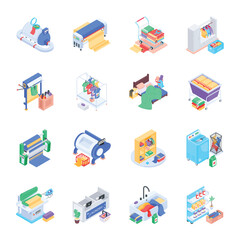 Poster - Pack of Laundry Products Isometric Icons 

