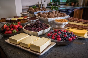 Sticker - cheesecake bar, with a variety of toppings and flavors to choose from, created with generative ai