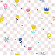Cute floral seamless pattern with small flowers. Summer print. Vector hand drawn illustration.