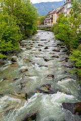 Wall Mural - Der Fluss Rienz in Bruneck, Südtirol