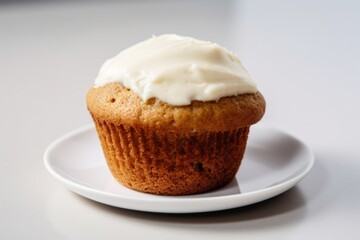 Wall Mural - a single muffin, topped with a rich and fluffy cream cheese frosting, created with generative ai