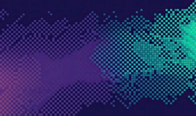 Wall Mural - a semitransparent background in dark purple and teal tones, in the style of pixel art, dotted. gener
