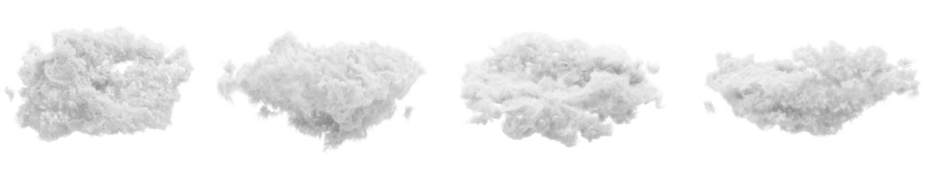 Wall Mural - Cumulus and fluffy cloud shape with isolated on transparent background - PNG file, 3D rendering illustration, Clip art, cut out and sky elements 