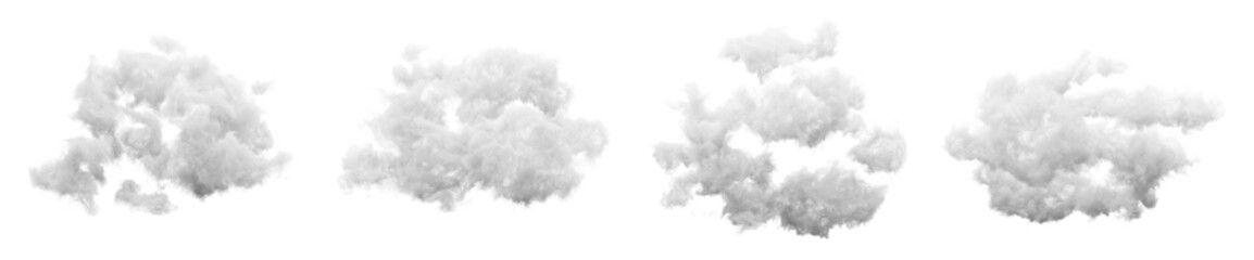 Wall Mural - Cumulus and fluffy cloud shape with isolated on transparent background - PNG file, 3D rendering illustration, Clip art, cut out and sky elements 