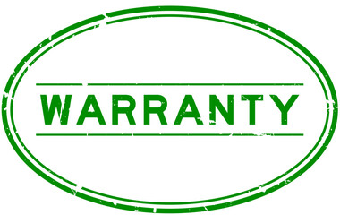 Sticker - Grunge green warranty word oval rubber seal stamp on white background