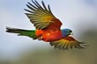 colorful bird in flight, its wingspan visible against the sky, created with generative ai