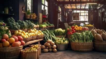 Wall Mural - fruits and vegetables at the market