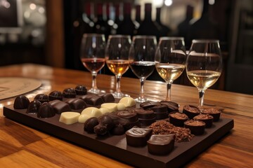 Sticker - chocolate and wine tasting experience with variety of wines and chocolates, created with generative ai