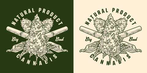 Sticker - Cannabis natural product label monochrome