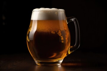 Canvas Print - beer glass, filled to the brim with frothy and golden draft beer, created with generative ai