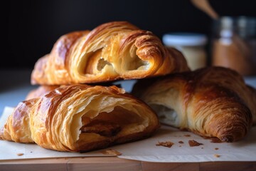 Poster - homemade croissant, with flaky layers and rich buttery flavor, created with generative ai