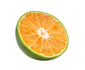 Wall Mural - green orange tangerine slice on transparent png