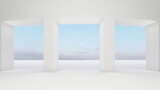 Fototapeta Przestrzenne - Architecture background empty room with passages 3d render