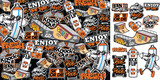 Fototapeta Młodzieżowe - A set of colorful sticker art designs of skateboard illustrations in graffiti style. Graffiti sticker design artwork 
