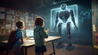 © JohannesHubert - The potential of artificial intelligence in the education industry by capturing a teacher using AI-powered software to personalize and improve student learning. Generative AI
