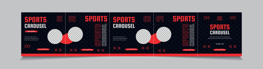 Social Media Carousel Post, Instagram Carousel Template, Sports carousel template for social media post.