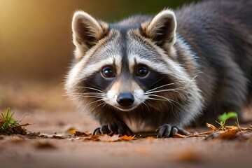 Sticker - A raccoon is peaking on the land - AI Generative Technology