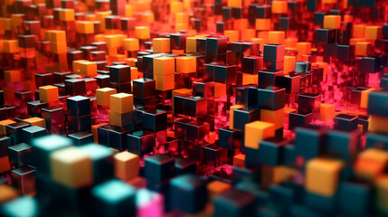 Wall Mural - abstract background with colorful cubes. generative ai edited