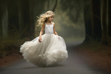 A Little Girl In A White Dress Posing: A Realistic Fantasy Illustration Made With Generative AI