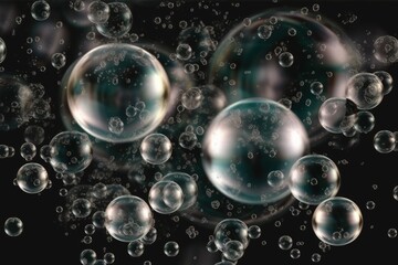 Wall Mural - a bunch of bubbles floating in the air, generative AI