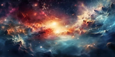 Wall Mural - space illustration with stars and nebula. generative ai