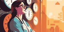 A Resident Doctor Clocks In For Her Third Consecutive Shift, A Testament To The Healthcare Staffing Crisis, Concept Of Medical Burnout, Created With Generative AI Technology