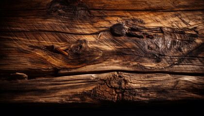 Sticker - Rough hardwood plank table, ancient wood grain decoration generated by AI