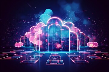 Wall Mural - Cloud computing and data storage. generative ai