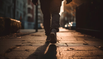 Poster - Running businessman in sports shoes at dusk generated by AI