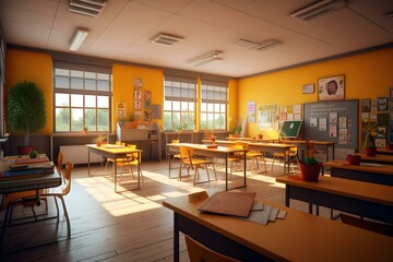 Wall Mural - class room in the school with stuff professional photography ai generated