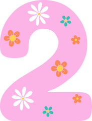 Number 2 flowers background.