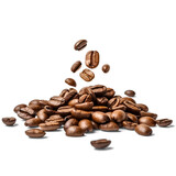 Fototapeta Koty - Falling coffee beans isolated on a white or transparent background, png