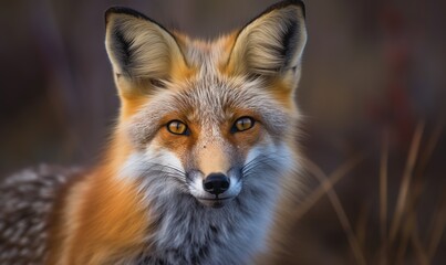  a close up of a fox with a blurry background.  generative ai