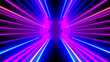Abstract background with glowing neon lines in blue and ultraviolet colors. Synthwave retro futuristic design with grids, AI generated	
