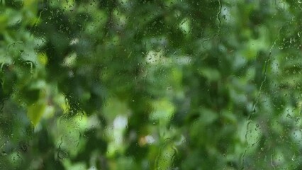 Poster - rain drops on window. 4k video footage