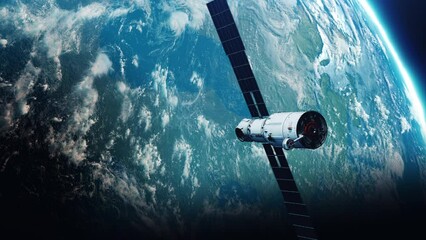 Wall Mural - artificial earth satellite in orbit planet earth