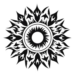 Wall Mural - Abstract black and white sun illustration, AI generated